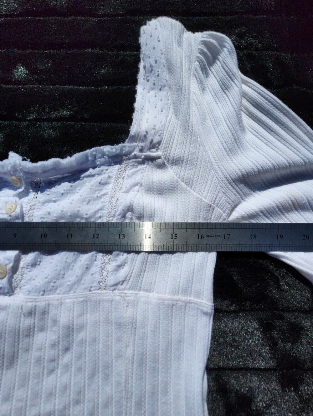 Free People Sugar Sugar White Ribbed Long Sleeve Top Size LARGE - Picture 3 of 10